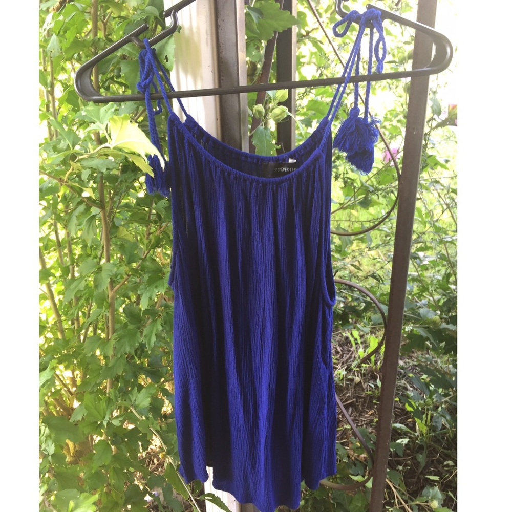 Royal Blue Forever 21 Plus Tassel Tank